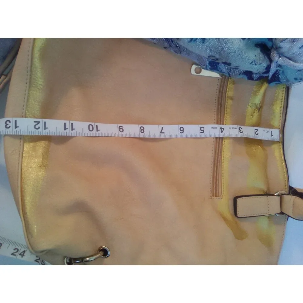 Quirky 3-Bag Bundle! Vegan Tote w/scarf & gold paint, Woven Purse, & Lancôme Bag